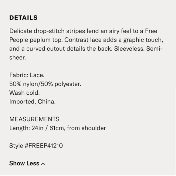 Free People Green Lace Crochet Peplum Tank Small - Picture 14 of 14